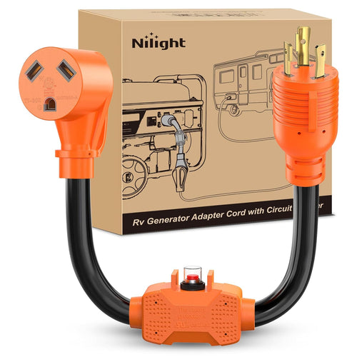 Nilight RV Generator Adapter Cord with Circuit Breaker Overload Protector 30 Amp to 30Amp 3-Prong Twist Lock Male Plug 10 Gauge Wire ETL Listed L5-30P TT-30R 30M/30F for RV Camper Caravan Van Trailer