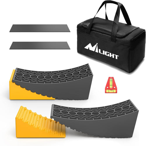Nilight RV Leveler - 2 Pack Camper Leveling Blocks Ramp Support Dual Axles, Up to 35,000lbs, Fast RV Accessories Leveling System for Travel Trailer, Motorhome - Yellow