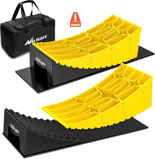 Nilight RV Levelers 2 Pack, Curved Camper Leveler with Chocks, Up to 35,000lbs | 1/2 Inch–4 Inch Leveling, Campers / Trailers / Motorhomes, Portable, Helping make RV leveling faster and easier
