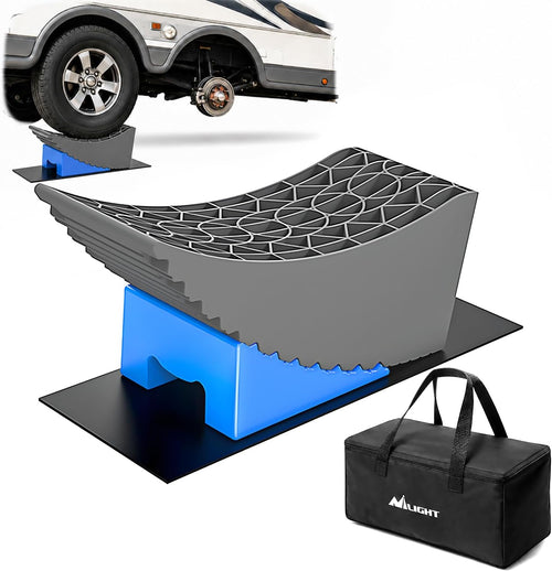 Nilight RV Leveling Ramp, Curved Camper Leveler up to 6 Inch Lift, Raised Tire Change Ramp, Tandem Wheel Aid for Dual Axle Trailers, 1 Pack