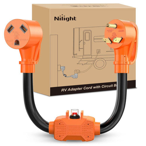 Nilight RV Power Adapter Cord with Circuit Breaker Overload Protector 30 Amp to 30Amp Dogbone Electrical Plug 10 Gauge Wire ETL Listed TT-30P to TT-30R 30M/30F Weatherproof for RV Camper Caravan Van