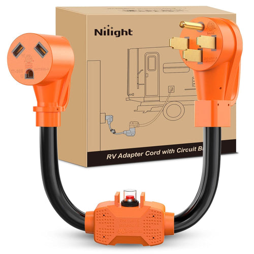 Nilight RV Power Adapter Cord with Circuit Breaker Overload Protector | 50 Amp to 30Amp Dogbone Electrical Plug 10 AWG ETL Listed 14-50P to TT-30R 50M/30F Weatherproof for RV Camper Caravan Van