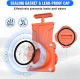 Nilight RV Sewer Valve, Camper Black Tank Gate Valve with 4 Bayonet Prongs Clear Adapter Leakproof Cap Double Odor-Tight Sealing Ring Twist On Waste Valve for RV Sewer Hose Fittings Replacement Orange, view 4