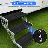 Nilight RV Step Covers 3 Pack 20 inch, Fits 8-10Inch Deep Camper Steps Adjustable Wrap Around RV Step Rug with Spring Works on Electrical & Manual RV Stairs Carpet for Camper Trailers Steps Outside,Black, view 4