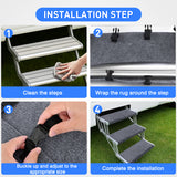Nilight RV Step Covers 3 Pack 22 inch, Fit 8-11Inch Deep Camper Steps Adjustable Wrap Around RV Step Rug with Snap Fasteners on Electrical & Manual RV Stairs Carpet for Camper Trailers Steps Outside,Gray, view 4