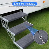 Nilight RV Step Covers 3 Pack 23 inch, Fits 8-11Inch Deep Camper Steps Adjustable Wrap Around RV Step Rug with Spring Works on Electrical & Manual RV Stairs Carpet for Camper Trailers Steps Outside, Gray, view 4
