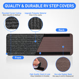 Nilight RV Step Covers 4 Pack 24 x 7.5 inches, Non Slip Camper Steps RV Step Rug with Hook & Loop Works on Electrical & Manual RV Stairs Carpet Rug for Mobile Home Camper Trailers Steps Outside, Gray, view 3
