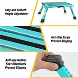 Nilight RV Step Stool Aluminum Folding Platform Steps 19x14.5 RV Steps 4 Levels Adjustable Heavy Duty Step Stool with Anti-Slip Surface Rubber Feet Portable Handle 500lb for Camper Trailer,Mint Green, view 3