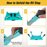 Nilight RV Step Stool Aluminum Folding Platform Steps 19x14.5 RV Steps 4 Levels Adjustable Heavy Duty Step Stool with Anti-Slip Surface Rubber Feet Portable Handle 500lb for Camper Trailer,Mint Green, view 5