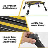 Nilight RV Step Stool Aluminum Folding Platform Steps 19x14.5 RV Steps 4 Levels Adjustable Heavy Duty Step Stool with Anti-Slip Surface Rubber Feet Portable Handle 500lbs for Camper Trailer, Black, view 3