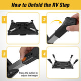 Nilight RV Step Stool Aluminum Folding Platform Steps 19x14.5 RV Steps 4 Levels Adjustable Heavy Duty Step Stool with Anti-Slip Surface Rubber Feet Portable Handle 500lbs for Camper Trailer, Black, view 5