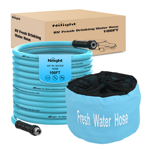 Nilight RV Water Hose 100FT Garden Drinking Hoses with Storage Bag Leakproof Anti-Kink 5/8 Inch Inner Diameter Flexible Lightweight Freshwater Hose for RVs Campers Travel Trailer Boat Car Wash Accessories