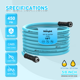Nilight RV Water Hose 15FT Garden Drinking Hoses with Storage Bag Leakproof Anti-Kink 5/8 Inch Inner Diameter Flexible Lightweight Freshwater Hose for RVs Campers Travel Trailer Boat Car Wash Accessories, view 6