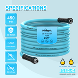 Nilight RV Water Hose 25FT Garden Drinking Hoses with Storage Bag Leakproof Anti-Kink 5/8 Inch Inner Diameter Flexible Lightweight Freshwater Hose for RVs Campers Travel Trailer Boat Car Wash Accessories, view 6