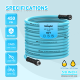 Nilight RV Water Hose 75FT Garden Drinking Hoses with Storage Bag Leakproof Anti-Kink 5/8 Inch Inner Diameter Flexible Lightweight Freshwater Hose for RVs Campers Travel Trailer Boat Car Wash Accessories, view 6