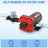 Nilight RV Water Pump 12v Camper Water Pump 5.5 GPM 70 PSI with Pressure Switch& Strainer Heavy Duty Diaphragm Pump 12 Volt DC Upgrade Self-Priming Low Noice for RV Camper Marine Yacht Caravan Trailer, view 2