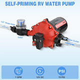 Nilight RV Water Pump 12v Camper Water Pump 7.0 GPM 70 PSI with Pressure Switch Strainer Heavy Duty Diaphragm Pump 12 Volt DC Upgrade Self-Priming Low Noice for RV Marine Yacht Caravan Camper Trailer, view 2