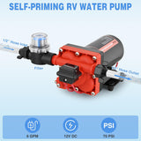 Nilight RV Water Pump 12v Diaphragm Pump 6.0 GPM 70 PSI with Pressure Switch & Strainer 12 Volt DC Heavy Duty Camper RV Pump Upgrade Self-Priming Low Noice for RV Marine Yacht Caravan Camper Trailer, view 2