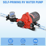 Nilight RV Water Pump, 12v Water Pump 3.5 GPM 45 PSI with Pressure Switch and Strainer Heavy Duty Diaphragm Pump 12 Volt DC Upgrade Self-Priming Low Noice for RV Marine Yacht Caravan Camper Trailer, view 2