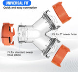 Nilight RV Wye Sewer Hose Fittings Y Connector Clear Leak-Proof Connection with Built in Gasket Odor-Tight Seal Twist Bayonet Design RV Y Sewer Hose Splitter 2 Way Adapter for Campers Travel Trailers, view 3