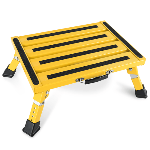Nilight RV Yellow Folding Aluminum 4 Levels Adjustable Height Portable Platform Step
