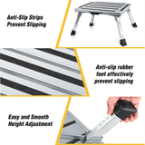 Nilight RV Step Stool Aluminum Folding Platform Steps 19x14.5 RV Steps 4 Levels Adjustable Step Stool with Anti-Slip Surface Rubber Feet Handle, view 3