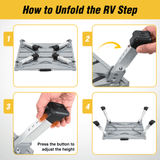 Nilight RV Step Stool Aluminum Folding Platform Steps 19x14.5 RV Steps 4 Levels Adjustable Step Stool with Anti-Slip Surface Rubber Feet Handle, view 5
