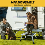 Nilight RV Step Stool Aluminum Folding Platform Steps 19x14.5 RV Steps 4 Levels Adjustable Step Stool with Anti-Slip Surface Rubber Feet Handle, view 6