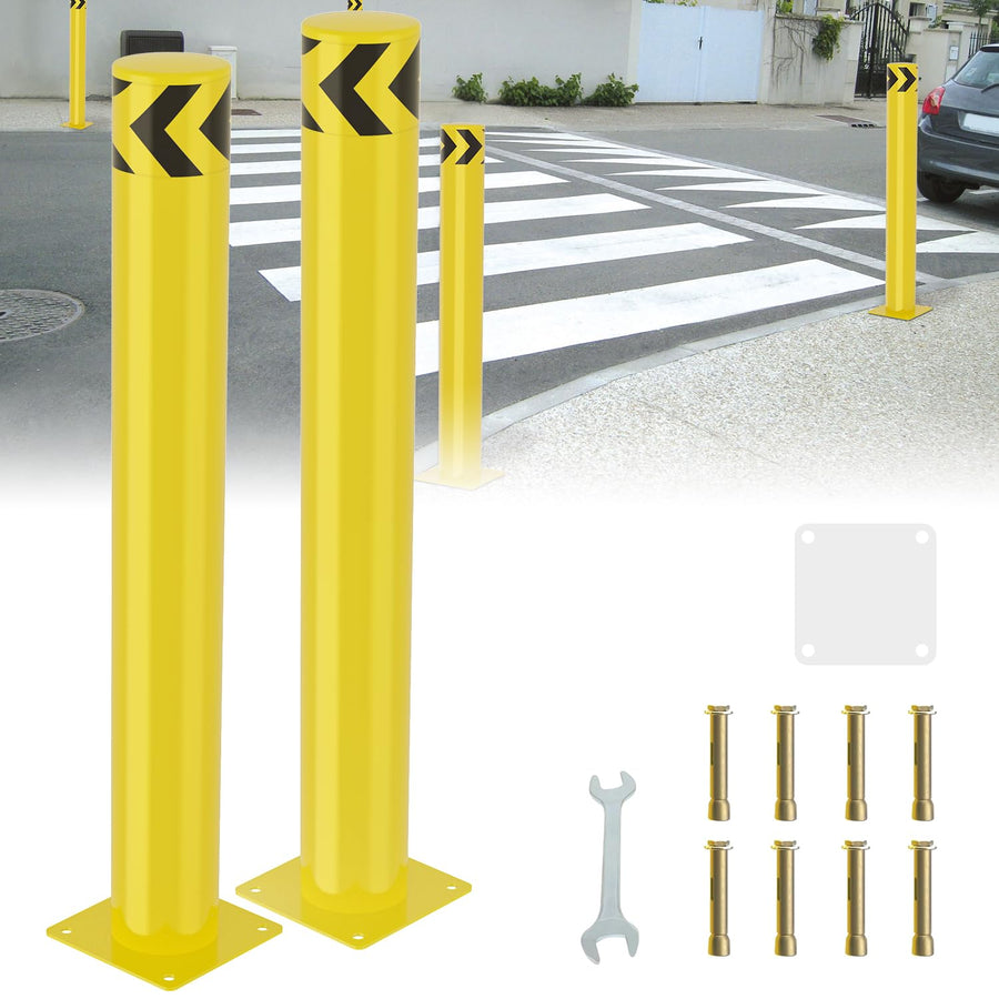 Nilight Safety Bollard, 36 inches Height Steel Bollard Post High High Visibility, 2 Pack