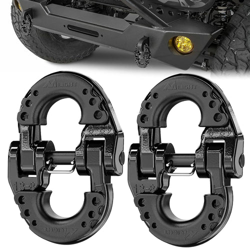 Nilight Safety Chain Connector Link, 1/2In Tow Hitch Hammerlock Coupling Link, 2 Pack Forged Steel Tow Chain Connector for Chain Link/Recovery Rope Link/Shackle, 12000 lbs Load Limit, Black