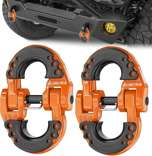 Nilight Safety Chain Connector Link, 1/2In Tow Hitch Hammerlock Coupling Link, 2 Pack Forged Steel Tow Chain Connector for Chain Link/Recovery Rope Link/Shackle, 12000 lbs Load Limit, Orange