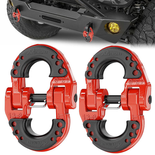 Nilight Safety Chain Connector Link, 1/2In Tow Hitch Hammerlock Coupling Link, 2 Pack Forged Steel Tow Chain Connector for Chain Link/Recovery Rope Link/Shackle, 12000 lbs Load Limit, Red (25% OFF Final Checkout)