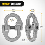 Nilight Safety Chain Connector Link, 1/2In Tow Hitch Hammerlock Coupling Link, 2 Pcs Forged Steel Tow Chain Connector for Chain Link/Recovery Rope Link/Shackle, 12000 lbs Load Limit, Grey, view 5