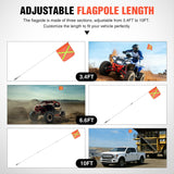 Nilight Safety Flag with Quick-Connect Spring Base & Carry Bag, Adjustable Height 3.4FT, 6.6FT, 10FT, 11.8 Inchx11.8 Inch Heavy Duty PVC Reflective Flag for ATV UTV Offroad Jeep Truck Dune Buggy Boat 4x4s SxS, view 3