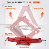 Nilight Scissor Jack for Car 1.5 Ton (3307 lbs), Heavy Duty Steel Scissor Lift Jack Car Kit with Crank Handle for Sedan SUV MPV Tire Changing, 3.18 Inch-13.6 Inch Lifting Range Portable Small Jack, Red, view 2