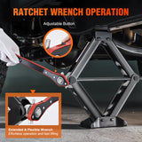 Nilight Scissor Jack for Car 1.5 Ton(3307 lbs), Heavy Duty Steel Scissor Lift Jack Car Kit with Ratchet Wrench for Sedan SUV MPV Tire Changing, 3.9 Inch-13.6 Inch Lifting Range Portable Small Jack Black, view 3