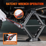 Nilight Scissor Jack for Car 2 Ton(4409 lbs), Heavy Duty Steel Scissor Lift Jack Car Kit with Ratchet Wrench for Sedan SUV MPV Tire Changing, 3.9 Inch-15.7 Inch Lifting Range Portable Small Jack Black, view 3
