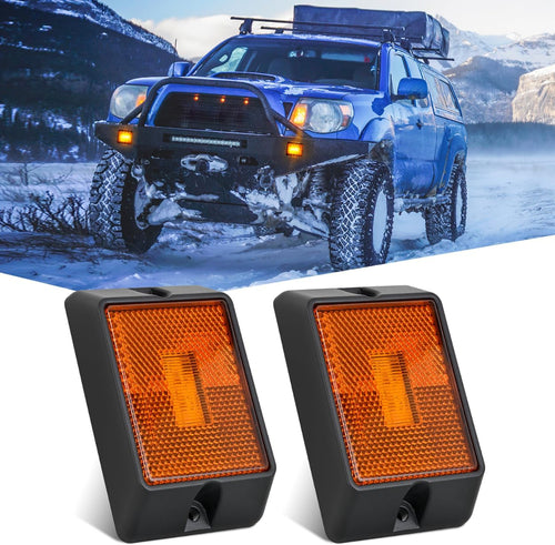 Nilight Side Marker Light 2PCS Square 3LED Amber Front Rear Indicator Clearance Lights Reflective Lens Surface Mounted Waterproof for 12V Truck Trailer Boat RV