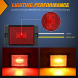 Nilight Side Marker Light 4PCS Square 3LED Red Amber Front Rear Clearance Indicator Lights Reflective Lens Surface Mounted Waterproof for 12V Truck Trailer RV Boat, view 3