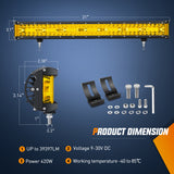 Nilight Side Shooter LED Light Bar 20 Inch Triple Row Spot Flood Combo Yellow Beam Lighting with 5Pin Rocker Switch Wiring Harness Kit for Off-Road Light on Truck SUV ATV UTV, view 2