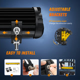 Nilight Side Shooter LED Light Bar 20 Inch Triple Row Spot Flood Combo Yellow Beam Lighting with 5Pin Rocker Switch Wiring Harness Kit for Off-Road Light on Truck SUV ATV UTV, view 6