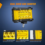Nilight Side Shooter LED Light Bar 2PCS 4.3Inch Triple Row Spot Flood Combo Yellow Beam Lighting with 5Pin Rocker Switch Wiring Harness Kit for Off Road Light on Truck SUV ATV UTV, view 2