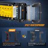 Nilight Side Shooter LED Light Bar 2PCS 4.3Inch Triple Row Spot Flood Combo Yellow Beam Lighting with 5Pin Rocker Switch Wiring Harness Kit for Off Road Light on Truck SUV ATV UTV, view 3