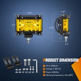 Nilight Side Shooter LED Light Bar 2PCS 4.3Inch Triple Row Spot Flood Combo Yellow Beam Lighting with 5Pin Rocker Switch Wiring Harness Kit for Off Road Light on Truck SUV ATV UTV, view 4