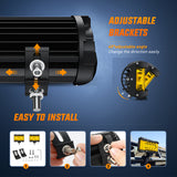 Nilight Side Shooter LED Light Bar 2PCS 4.3Inch Triple Row Spot Flood Combo Yellow Beam Lighting with 5Pin Rocker Switch Wiring Harness Kit for Off Road Light on Truck SUV ATV UTV, view 5