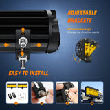 Nilight Side Shooter LED Light Bar 2PCS 7 Inch Triple Row Spot Flood Combo Yellow Beam Pods with 5Pin Rocker Switch Wiring Harness Kit for Off Road Lighting on Truck SUV ATV UTV, view 6