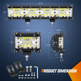 Nilight Side Shooter LED Light Bar Set 12 Inch Triple Row Spot Flood Combo Lights 2PCS 4.3Inch Pods with 5Pin Rocker Switch Wiring Harness Kit for Off-Road Truck ATV UTV Boat, view 2
