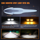 Nilight Side Shooter LED Light Pods with Amber DRL 4 Inch 26 W Spot Flood Combo LED Cubes Light w/ 16AWG Wiring Kit for Offroad Driving Fog Light Auxiliary Light on Truck ATV UTV, view 4