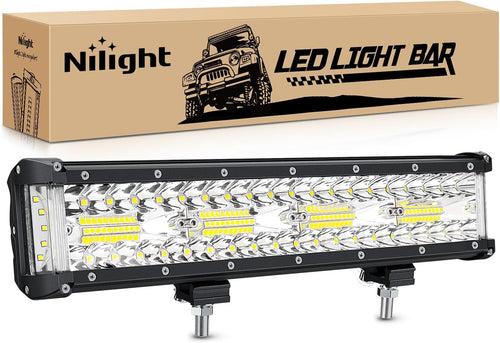 Nilight Side Shooter Light Bar 12Inch Triple Row Spot Flood Combo Work Off Road Lighting on Truck SUV ATV UTV