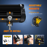 Nilight Side Shooter Light Bar 12Inch Triple Row Spot Flood Combo Yellow Beam Work Lights with 5Pin Rocker Switch Wiring Harness Kit for Off-Road Lighting on Truck SUV ATV UTV, view 6